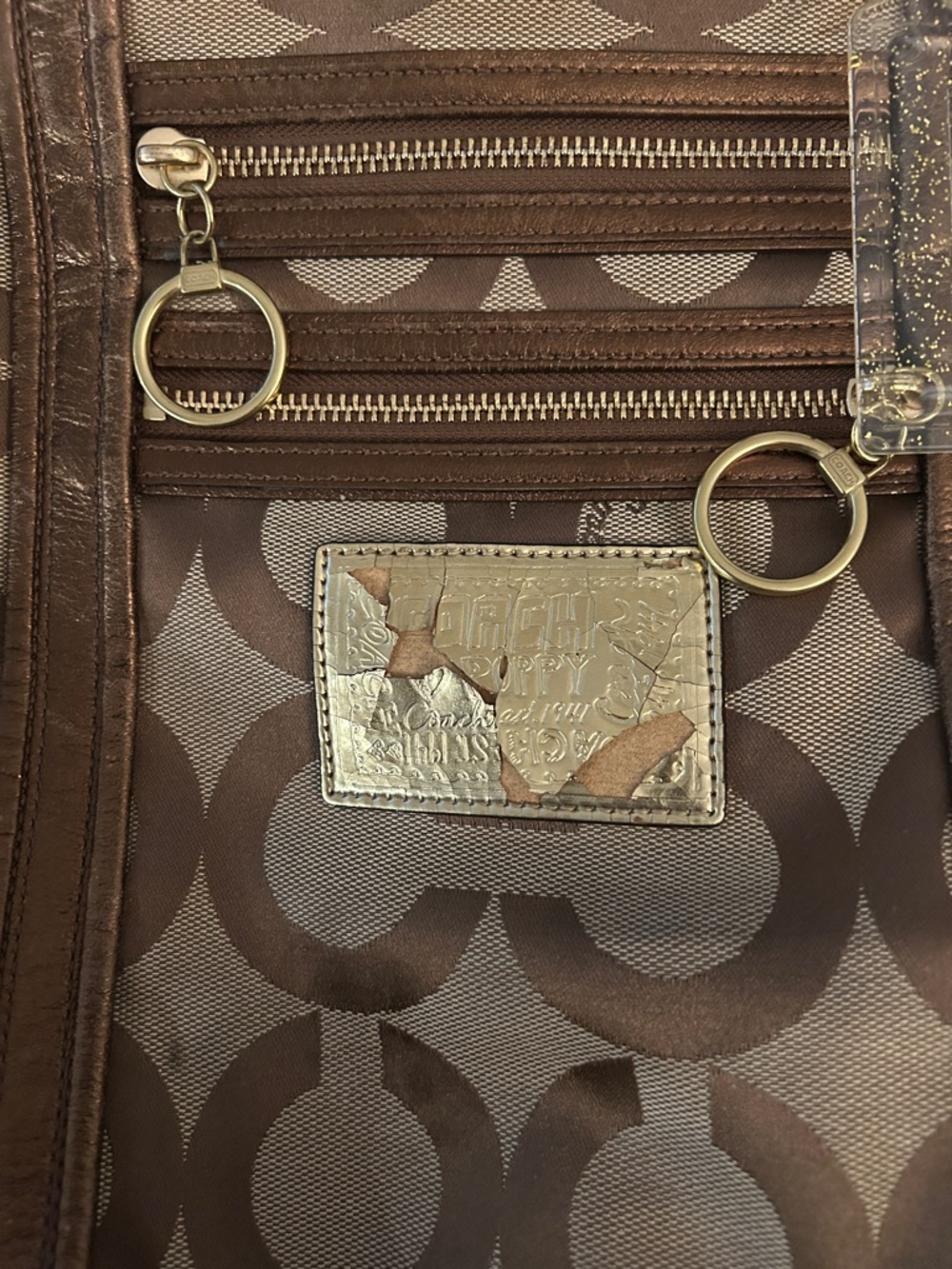 Coach Poppy Signature Op Art Glam Tote bag in Khaki Bronze No. G0967-13826 - Picture 6 of 6